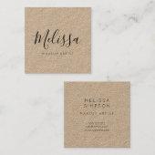 Minimale moderne kalligrafie Kraft Vierkante Visitekaartje (Voorkant / Achterkant)