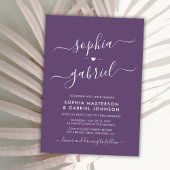 Minimale moderne kalligrafie Paarse monogram bruil Kaart