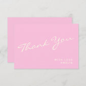 Minimale moderne kalligrafie Roze naam Hartelijk d Bedankkaart (Voorkant / Achterkant)