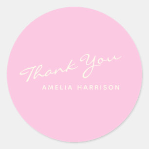 Minimale moderne kalligrafie Roze naam Hartelijk d Ronde Sticker