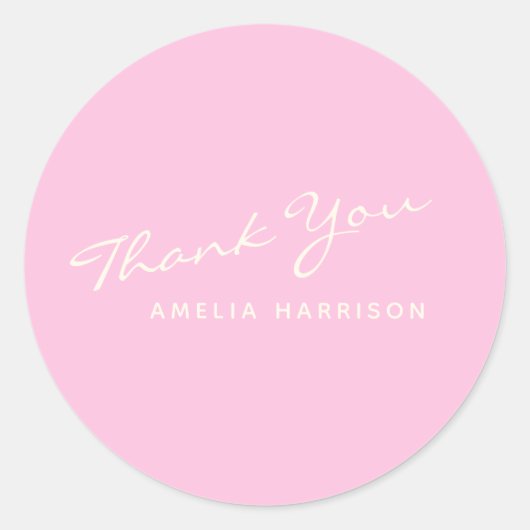 Minimale moderne kalligrafie Roze naam Hartelijk d Ronde Sticker (Voorkant)