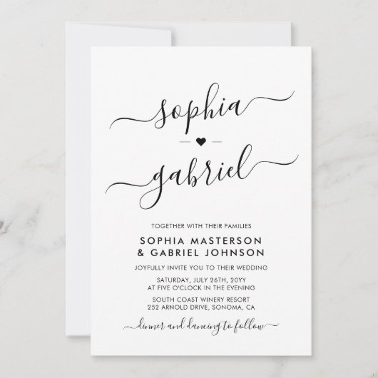 Minimale moderne kalligrafie script monogram bruil kaart (Voorkant)