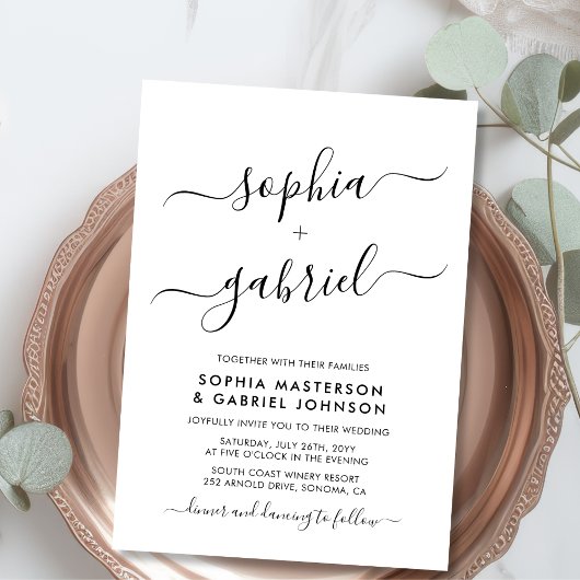 Minimale moderne kalligrafie script monogram bruil kaart