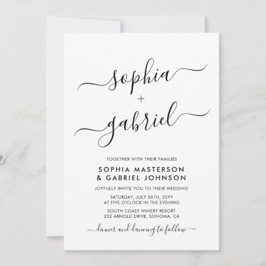 Minimale moderne kalligrafie script monogram bruil kaart (Voorkant)