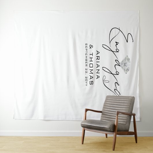 Minimale moderne kalligrafie Verloving achtergrond Wandkleed (In Situ (horizontaal))