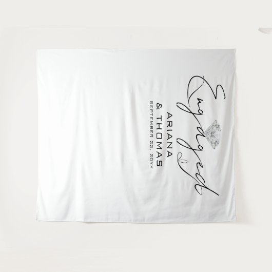 Minimale moderne kalligrafie Verloving achtergrond Wandkleed (Voorkant (horizontaal))