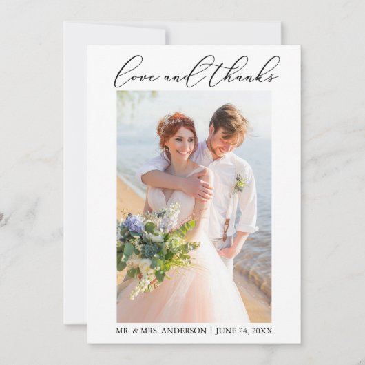 Minimale moderne kalligrafie-weduwfotoliefhebbers bedankkaart (Voorkant)