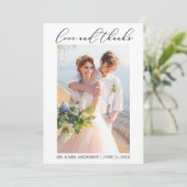 Minimale moderne kalligrafie-weduwfotoliefhebbers bedankkaart (Staand voorkant)