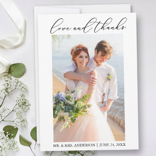 Minimale moderne kalligrafie-weduwfotoliefhebbers bedankkaart