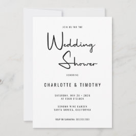 Minimale moderne kalligrafie-weduwingshower kaart