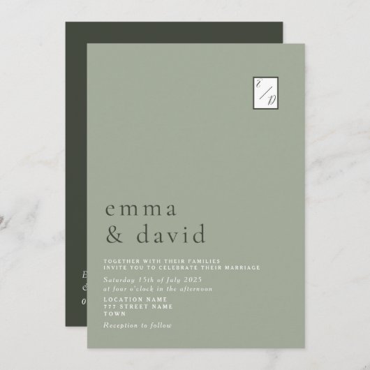 Minimale moderne kalligrafiesgrove weddenschap kaart (Voorkant / Achterkant)