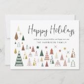 Minimale moderne kerstbomen feestdagenkaart (Voorkant)