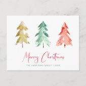 Minimale moderne kerstbomen met Waterverf Uitnodiging Briefkaart (Voorkant)