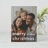 Minimale moderne kerstfoto feestdagenkaart (Staand voorkant)