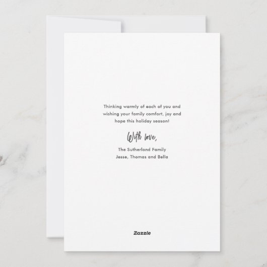 Minimale moderne kerstfoto feestdagenkaart (Achterkant)