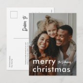 Minimale moderne kerstfoto feestdagenkaart (Voorkant / Achterkant)