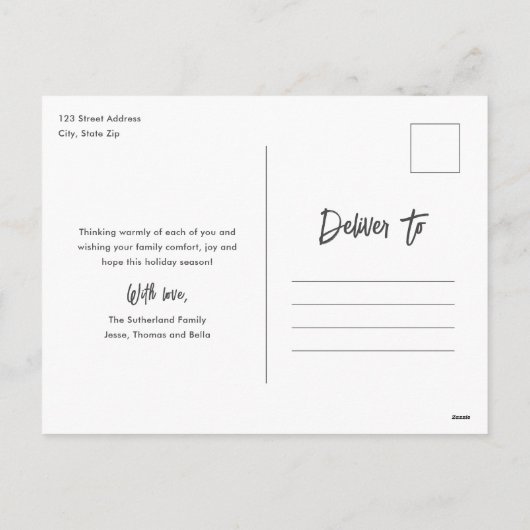 Minimale moderne kerstfoto feestdagenkaart (Achterkant)