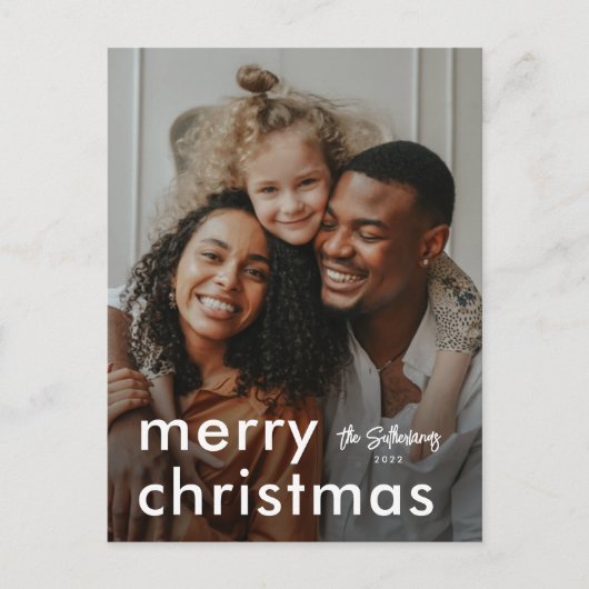 Minimale moderne kerstfoto feestdagenkaart (Voorkant)