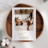 Minimale moderne kerstfoto feestdagenkaart