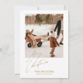 Minimale moderne kerstfoto feestdagenkaart (Voorkant)