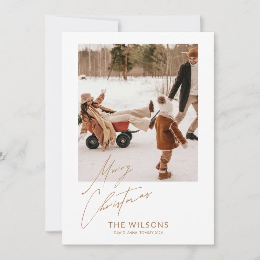 Minimale moderne kerstfoto feestdagenkaart (Voorkant)