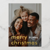 Minimale moderne kerstfoto folie feestdagen briefkaart (Voorkant)