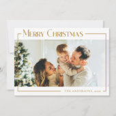 Minimale moderne kerstfoto Mustard Gold Feestdagenkaart (Voorkant)