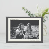 Minimale Moderne Kool Gray Hanukkah Foto Feestdagenkaart (Staand voorkant)