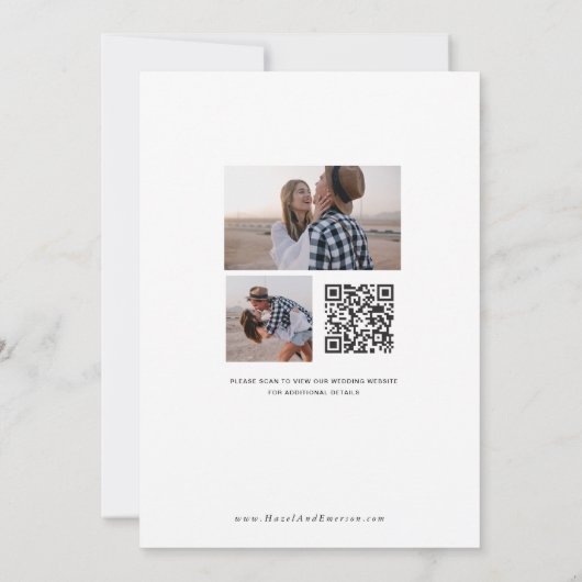 Minimale Moderne Koppel Foto QR Code Save The Date Kaart (Achterkant)