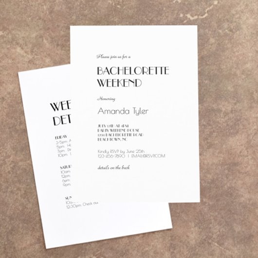 Minimale moderne kunst Deco Bachelorette Weekend Kaart
