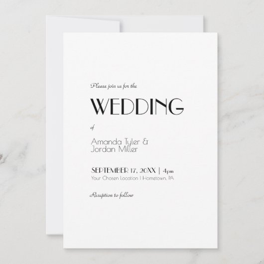 Minimale moderne kunst deco in één bruiloft kaart (Voorkant)