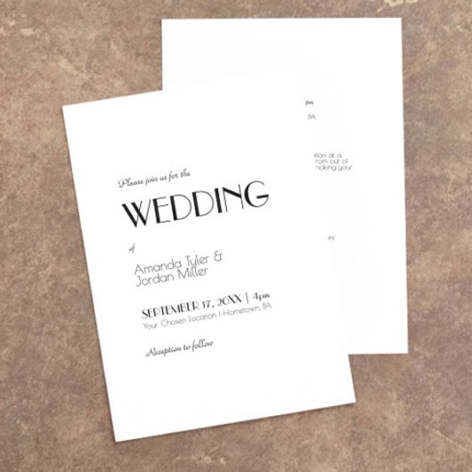 Minimale moderne kunst deco in één bruiloft kaart