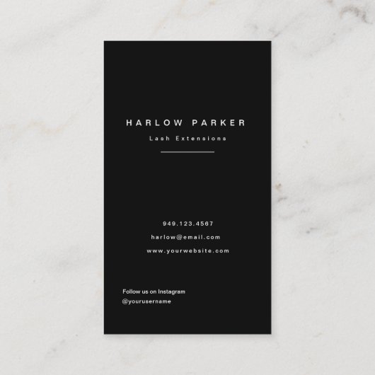 Minimale Moderne Lash Extension Black & White Visitekaartje (Achterkant)