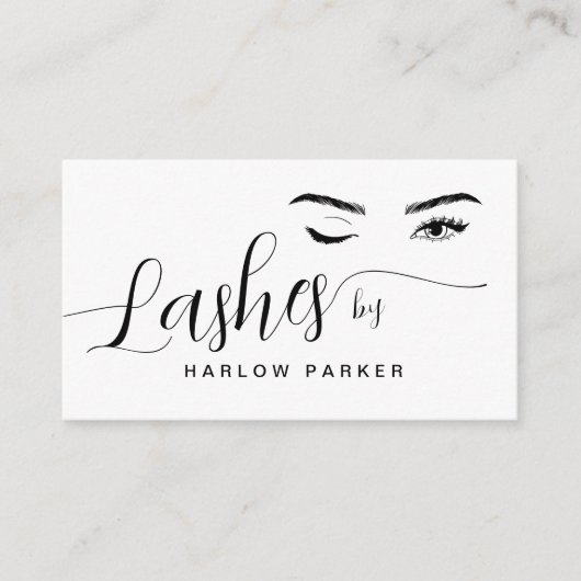 Minimale Moderne Lash Extension Black & White Visitekaartje (Voorkant)