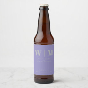 Minimale Moderne Lavendel Zilveren Drink Huwelijk Bier Etiket