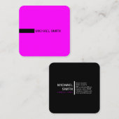Minimale moderne legant Fuchsia & Black Vierkante Visitekaartje (Voorkant / Achterkant)