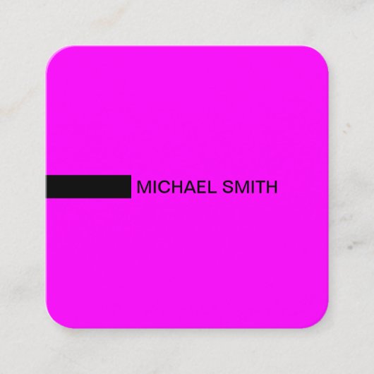 Minimale moderne legant Fuchsia & Black Vierkante Visitekaartje (Voorkant)