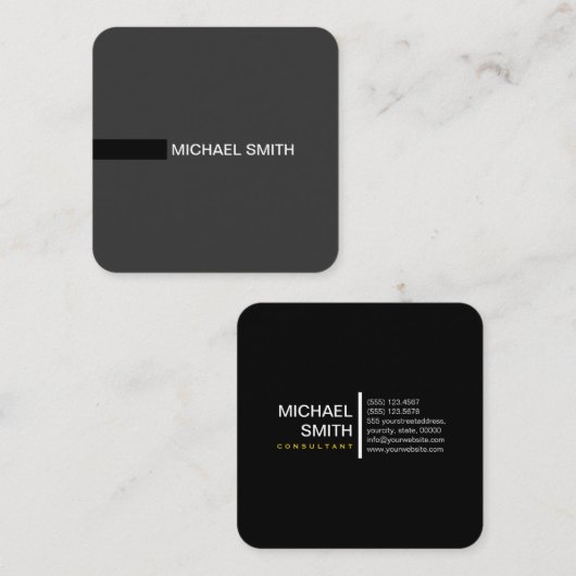 Minimale moderne legant jet en zwart vierkante visitekaartje (Voorkant / Achterkant)