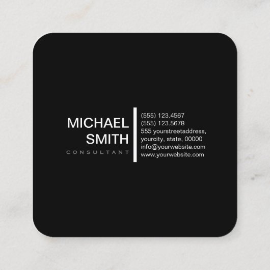 Minimale moderne legant nikkel en zwart vierkante visitekaartje (Achterkant)