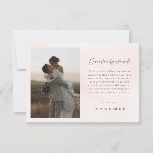 Minimale moderne legante bruiloft bedankkaart (Achterkant)