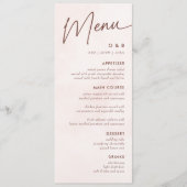 Minimale moderne legante bruiloft menu (Voorkant)