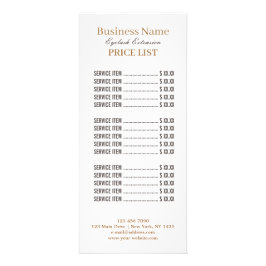 Minimale moderne legante lash artistieke prijslijs reclamekaart