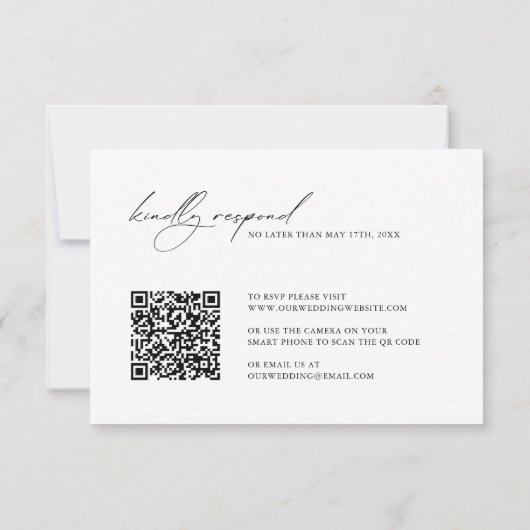 Minimale moderne legante QR-code bruiloft RSVP Kaartje (Achterkant)