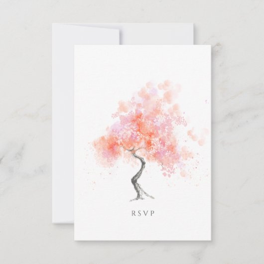 Minimale moderne lichtroze Waterverf RSVP Kaartje (Voorkant)