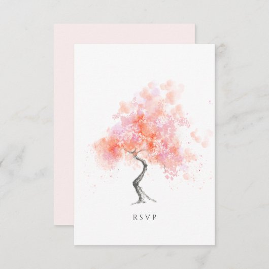 Minimale moderne lichtroze Waterverf RSVP Kaartje (Voorkant / Achterkant)
