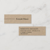 Minimale moderne lijnnaam Kraft Mini Visitekaartje (Voorkant / Achterkant)