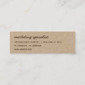 Minimale moderne lijnnaam Kraft Mini Visitekaartje (Achterkant)