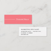 Minimale moderne lijnnaam roze mini visitekaartje (Voorkant / Achterkant)