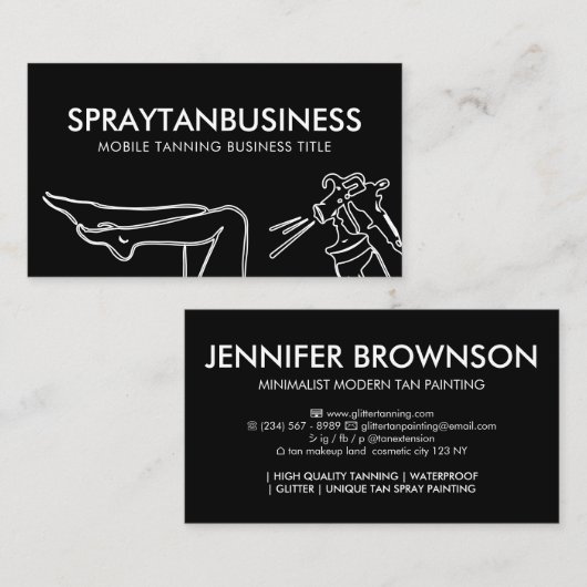 Minimale moderne lijnverf Tan Spray Visitekaartje (Voorkant / Achterkant)