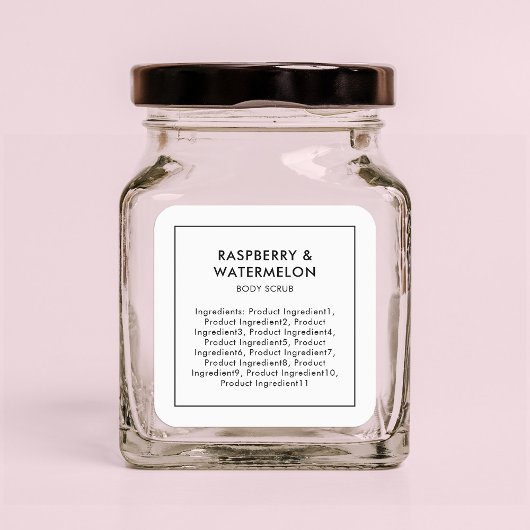 Minimale moderne lijst met ingrediënten vierkante sticker